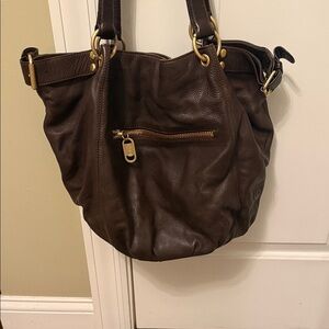 Linea Pelle Luxurious Dark Brown Leather Shoulder Bag
